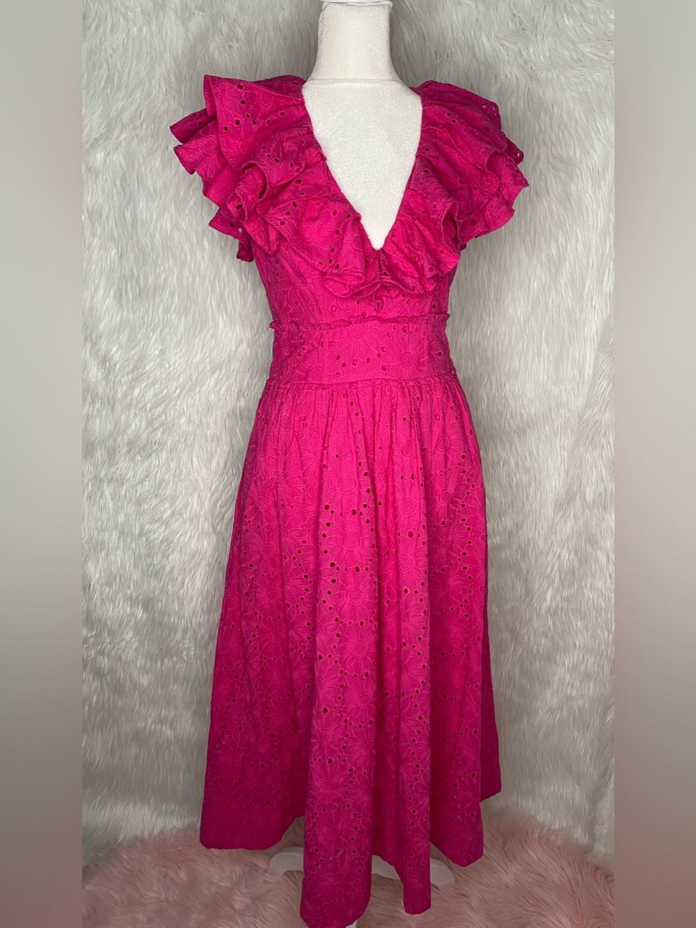 TED BAKER Mirza Eyelet Lace Midi-Dress